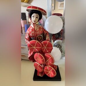 Vintage Japanese Kimekomi Festival Dancer Doll in Red Kimono